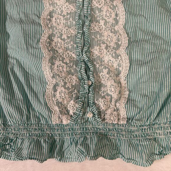 Forever 21 Vintage Y2K Lace Cotton Puff Sleeve Top Size S Peasant Cottage Fairy - Picture 4 of 7